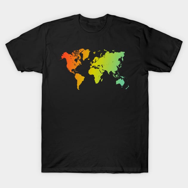 World Map Colorful - Travel The World Art for Travelers T-Shirt by mangobanana